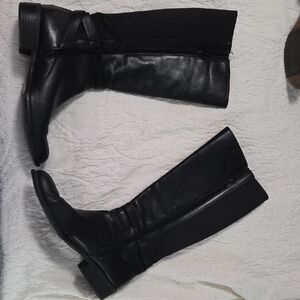 Black Leather Knee-High Boots